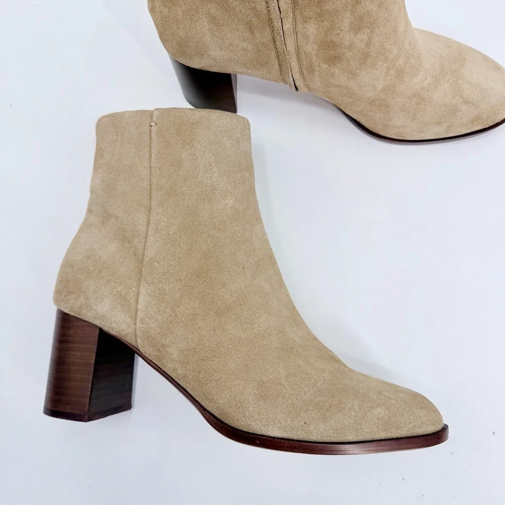 MADEWELL The Mira Side Seam Ankle Boot Suede NH202 Walnut Shell